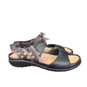 Naot Mangere Nubuck Cutout Sandal Black Leather EU 39 Women's 8 Summer‎ Casual